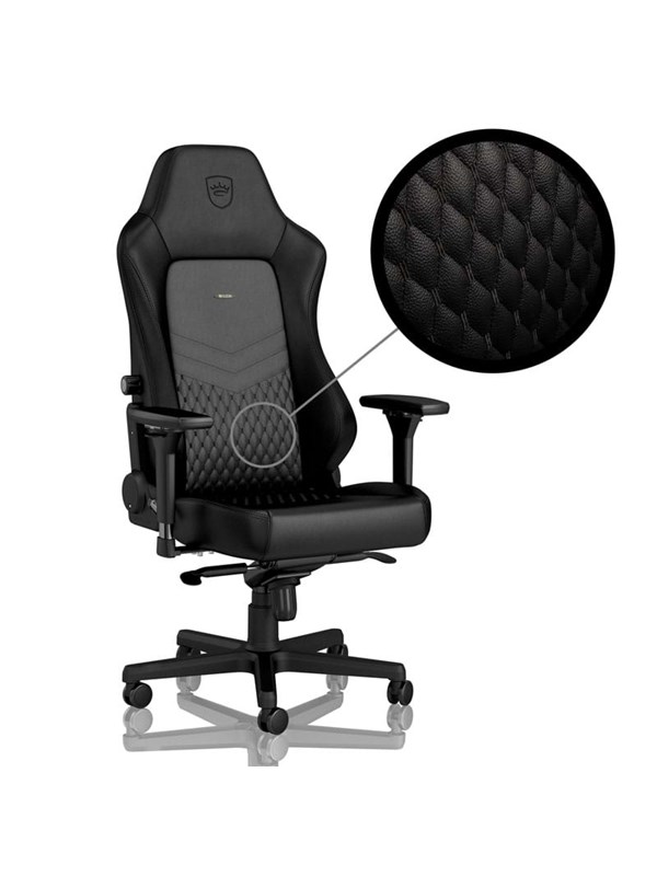 Sort Noblechairs Hero Real Leather Gaming Chair Black Gamer Stol Læder Til 150 - Noblechairs Gaming  - 4251442501952