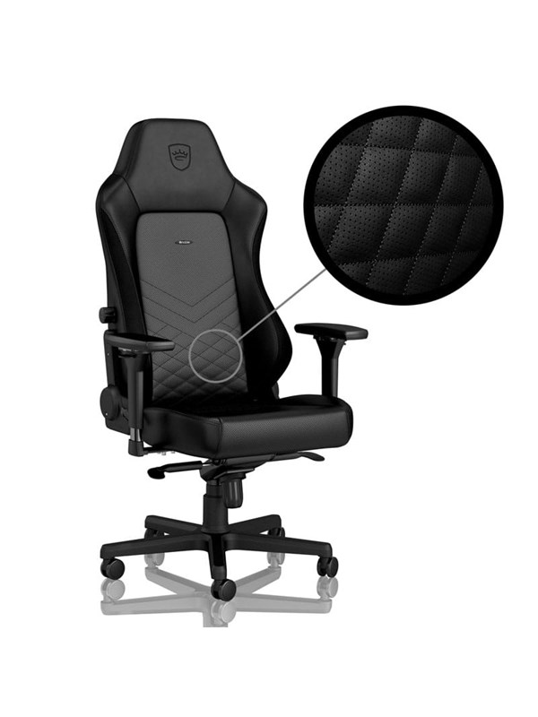 Sort Noblechairs Hero Gaming Chair Black Gamer Stol Læder Til 150 - Noblechairs Gaming  - 4251442501907