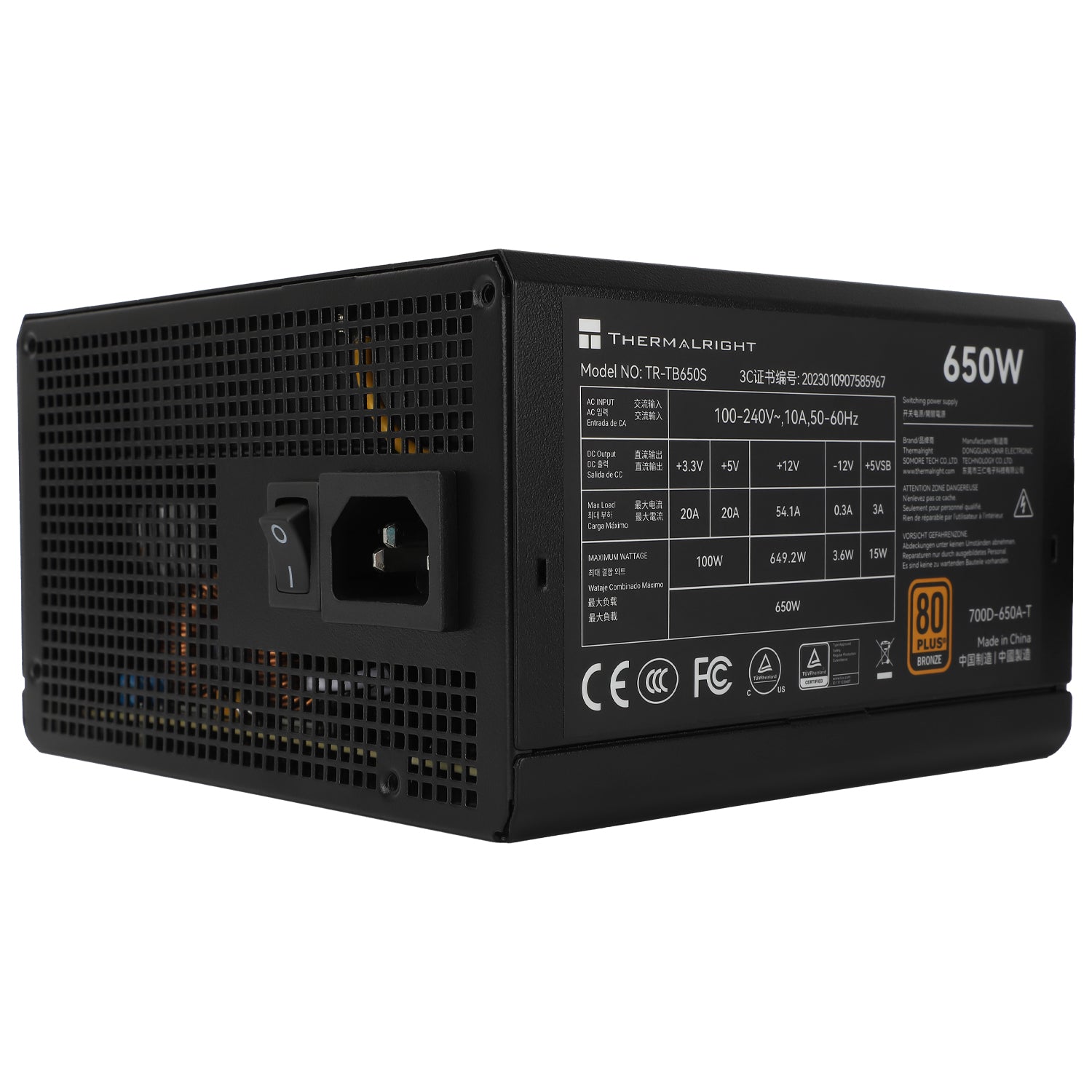 Sort Thermalright 650s Black Psu Gold 650w Non Modular - Thermalright Gaming