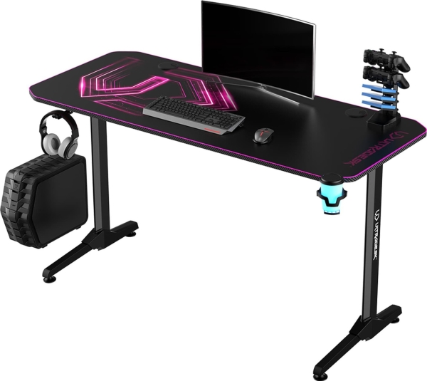 Pink Ultradesk Ultradesk Gaming Skrivebord Frag 140x60 Med Musemåtte Hovedtelefon Drikkevareholder - Ultradesk Gaming  - 5904238811818