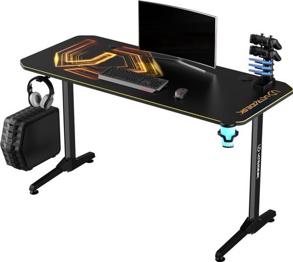 Ultradesk Ultradesk Gaming Skrivebord Frag Gold 140x60 Med Musemåtte Hovedtelefon Drikkevareholder - Ultradesk Gaming  - 5904238811801