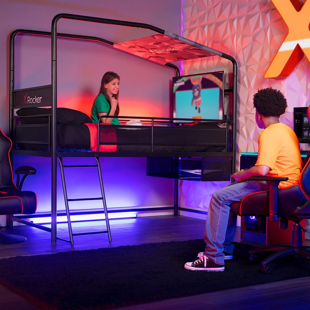 Sort Xrocker Contra Mid Sleeper Gaming Bunk Bed With Reversible Profile Black And Camo - Xrocker Gaming