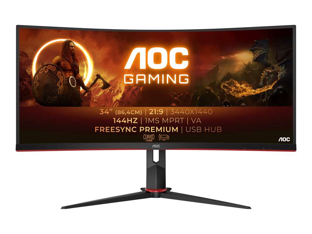 Sort/Rød Aoc Cu34g2x Ampquot Gaming Skærm - Aoc Gaming