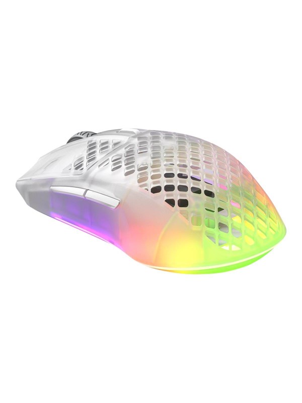 Hvid Steelseries Aerox Wireless 2022 Ghost Gaming Mus Optisk Knapper Med Rgb Led Lys - Steelseries Gaming  - 5707119046503