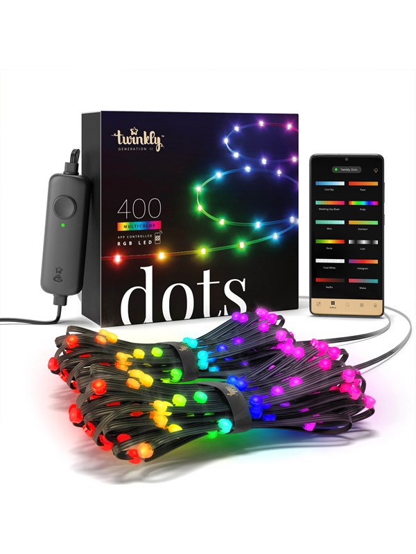 Sort Twinkly Dots 400 App Controlled Rgb Leds Meters Black Wire - Twinkly Gaming  - 8056326677862