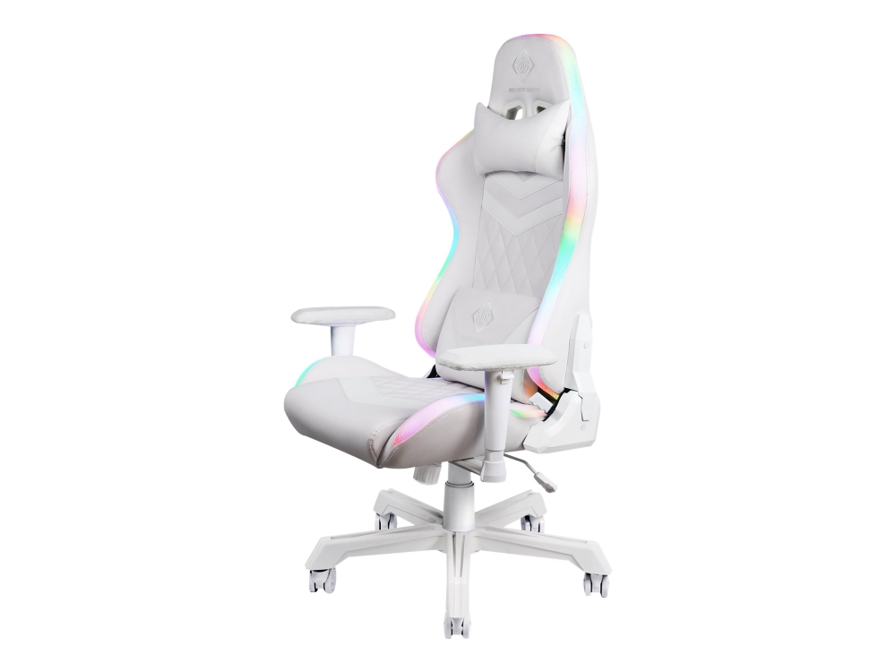 Hvid Deltaco Gaming Gam 080 Spillestol Ergonomisk Armstøtter Formet Vippe Drejeled Kunstig Læder Rgb - Deltaco Gaming  - 7333048046826