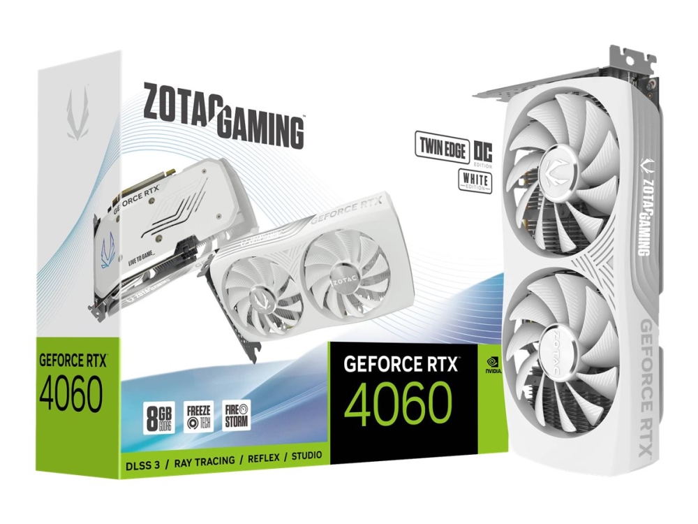 Hvid Zotac Gaming Geforce Rtx 4060 8gb Twin Edge White Edition Grafikkort Geforce Rtx 4060 Gddr6 Pcie Hdmi Displayport - Zotac Gaming  - 4895173627187