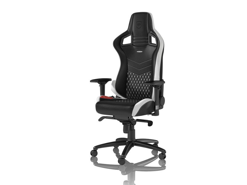 Hvid Noblechairs Epic Ægte Læder Gaming Stol Sort Rød - Noblechairs Gaming  - 4250144800226