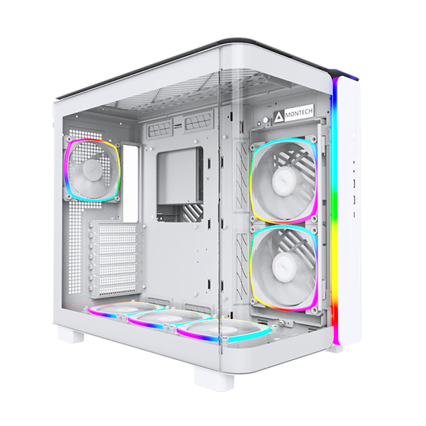 Hvid Montech King Pro Curved Glas - Montech Gaming  - 4710562745948