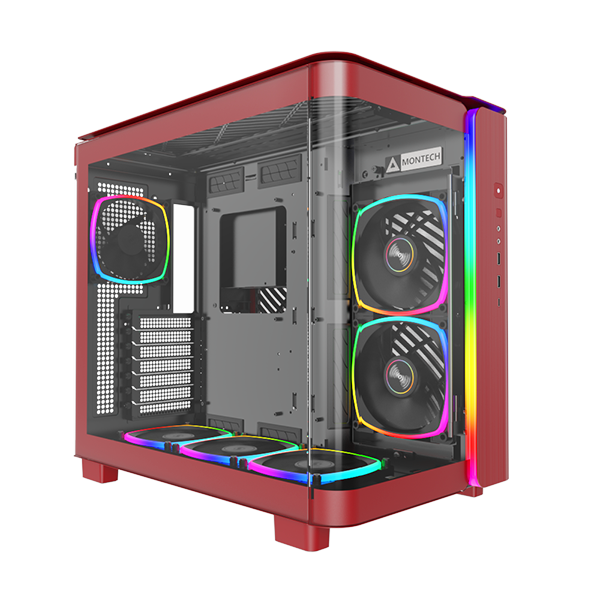 Montech King Pro Rød Curved Glas - Montech Gaming  - 4710562747942