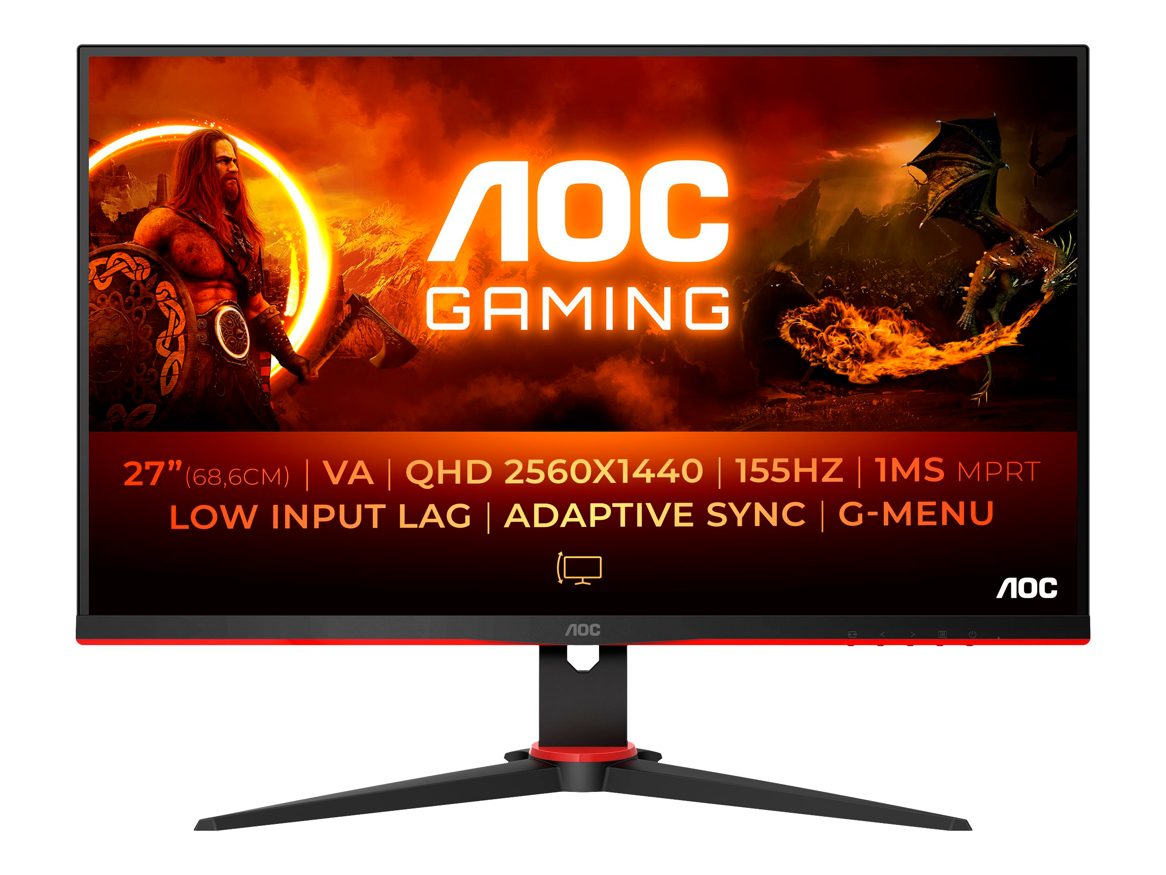 Gaming Skærm Aoc Q27g2e Ampbull Ampbull Qhd 155hz Ampbull Panel Freesync Lavt Input Lag - Aoc Gaming  - 4038986180825