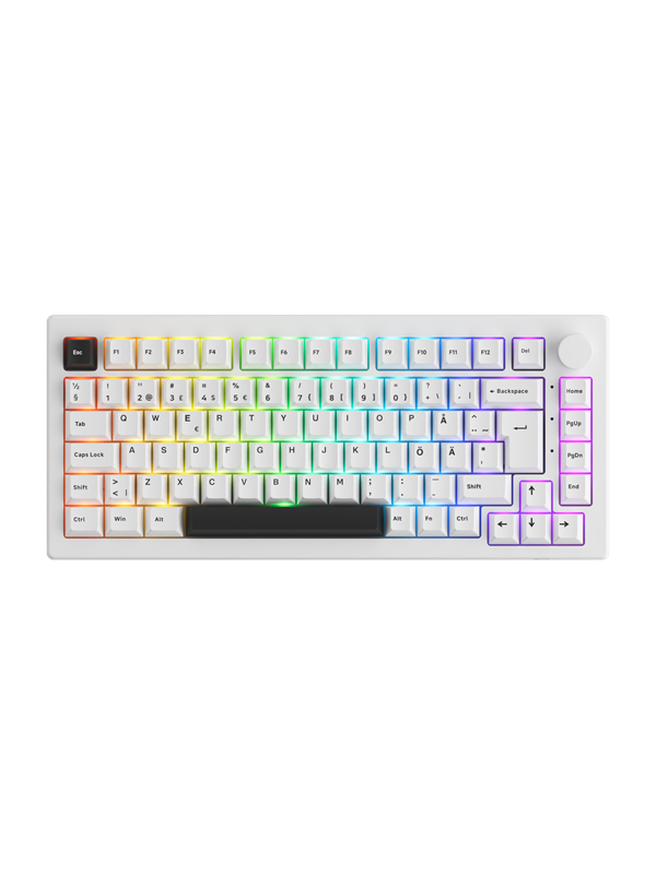 Hvid Akkogear 5075b Plus Black White Yellow Pro Gaming Tastatur Uden Numpad Universal - Akkogear Gaming  - 6925758627931